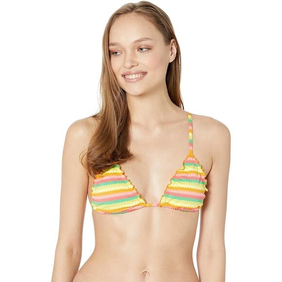 L*SPACE Maggie Top Roger Bitsy Bottom Bikini Set Under The Sun Stripe Large NEW - Picture 1 of 11